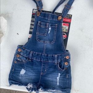 Justice Blue Distressed Denim Overalls